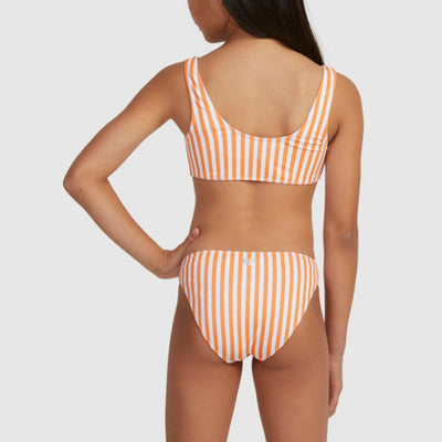 Roxy Girls Above The Limits Two Piece Bralette Bikini Set - Tangerine Beach Bum Stripe