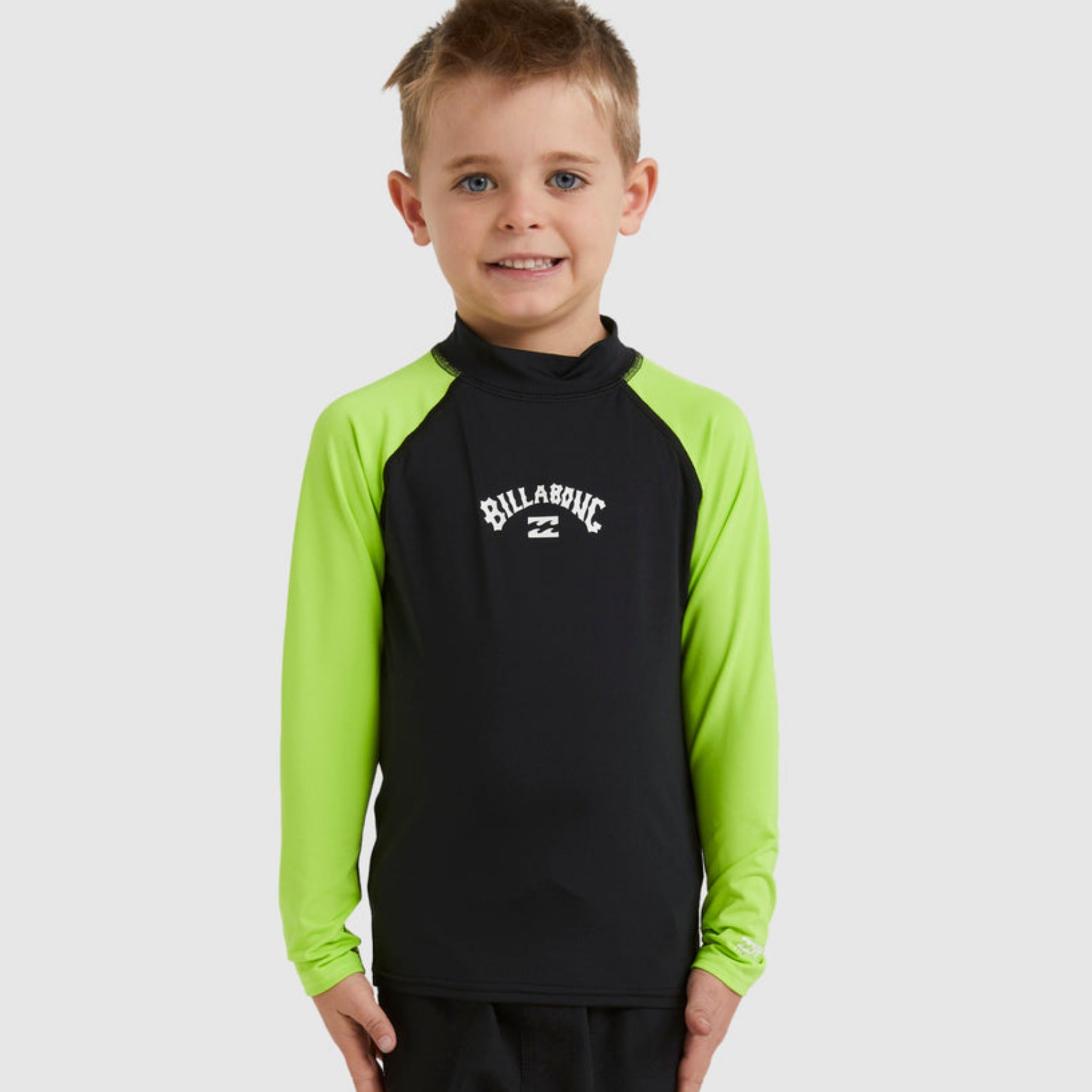 Billabong Boys All Day Arch Long Sleeve Rash Vest Black/Neon Yellow