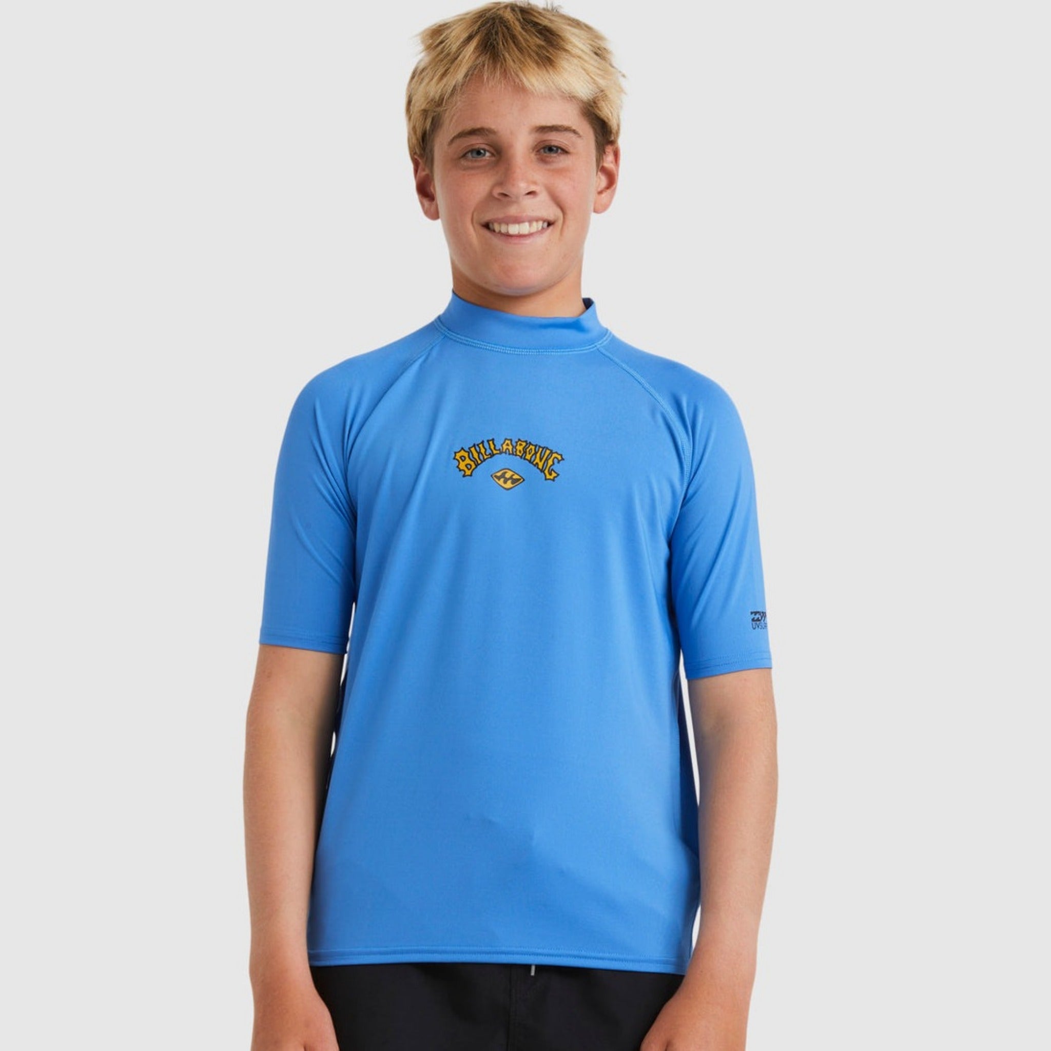 Billabong Boys Straya Short Sleeve Rash Vest Summer Blue Rapid Surf