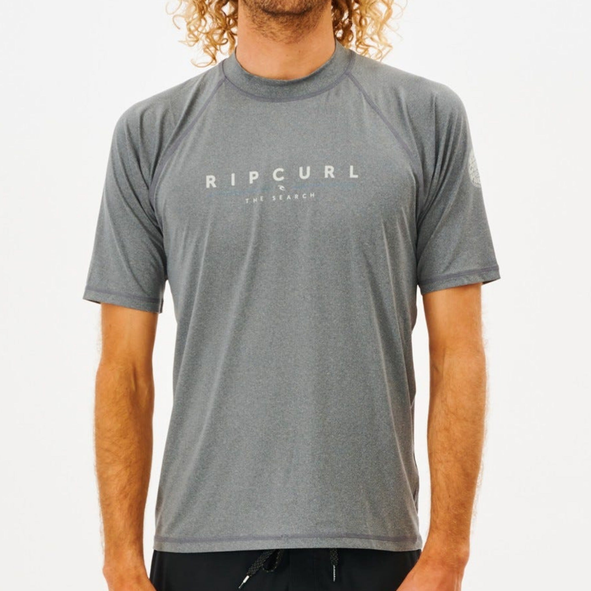 Rip Curl Shockwaves Short Sleeve Rashie - Grey Marle