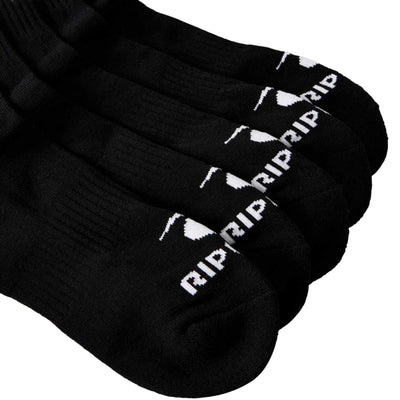 Rip Curl Men's Brand Crew Socks 5 Pack - Black