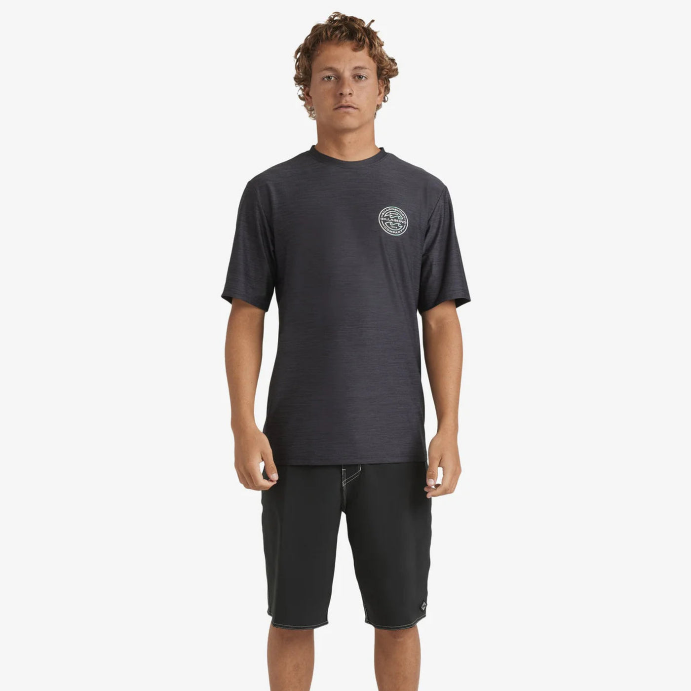 Billabong Rotor Shoreline Short Sleeve Rash Vest - Black Heather
