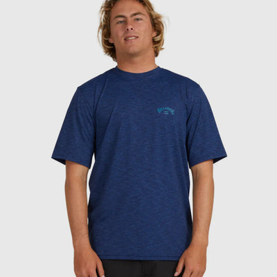 Billabong Shoreline Short Sleeve Rash Vest - Denim Heather