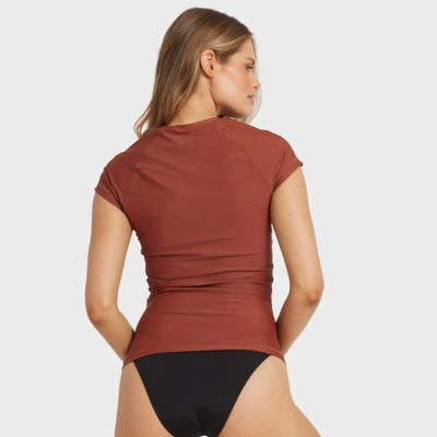 Billabong Society Foil Short Sleeve Rash Vest - Cowhide