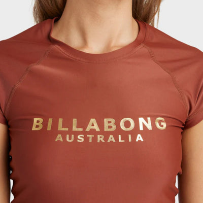 Billabong Society Foil Short Sleeve Rash Vest - Cowhide