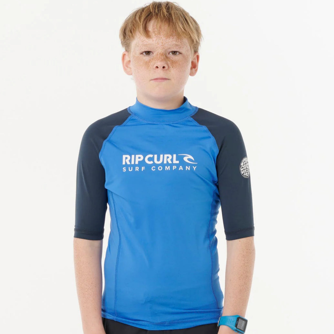 Rip Curl Boys Shock Short Sleeve Rash Vest - Blue Gum – Rapid Surf & Ski