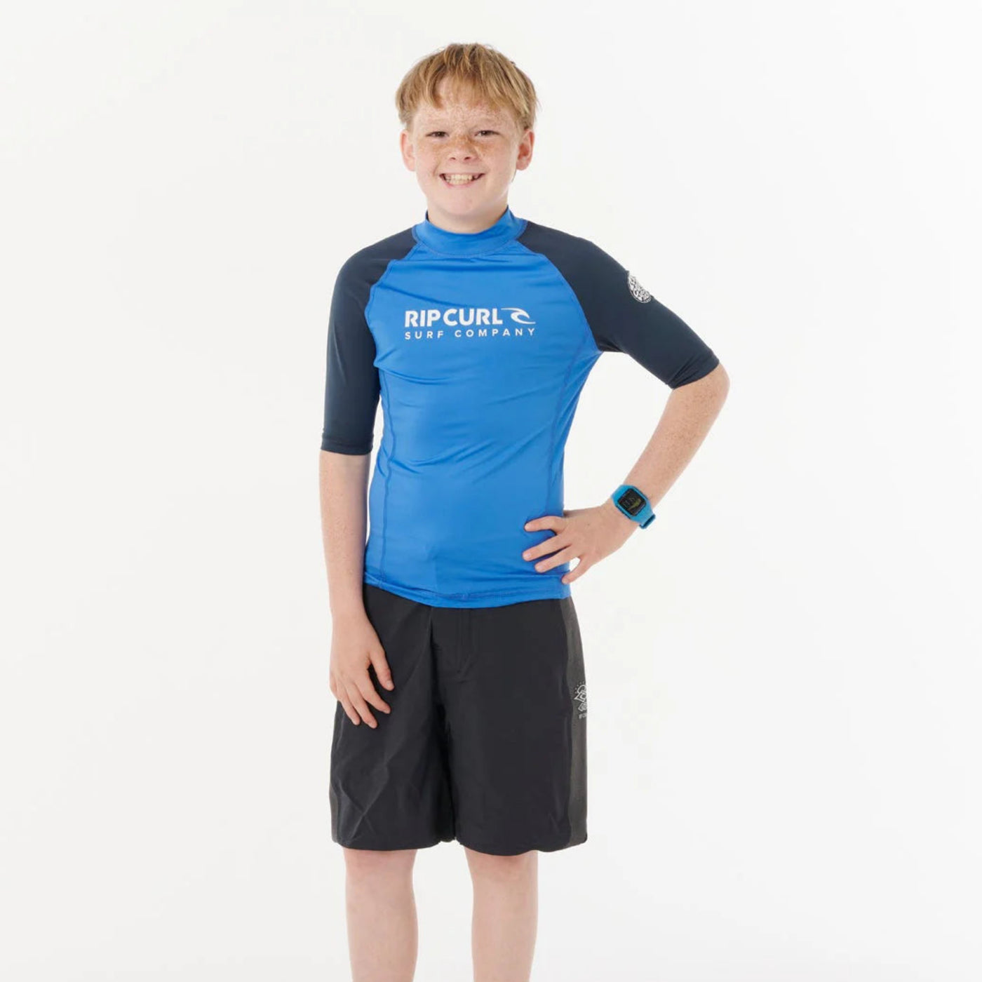 Rip Curl Boys Shock Short Sleeve Rash Vest - Blue Gum – Rapid Surf & Ski