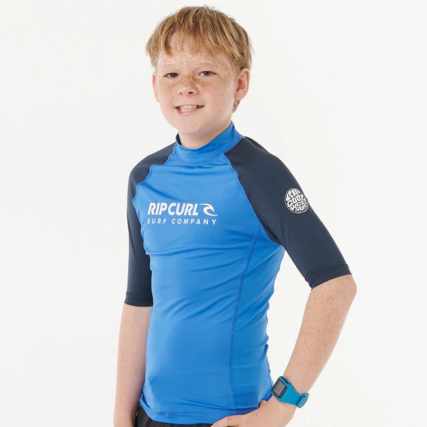 Rip Curl Boys Shock Short Sleeve Rash Vest - Blue Gum – Rapid Surf & Ski