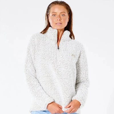 Rip Curl Dark N Stormy 1/4 Zip Crew Jumper - Off White