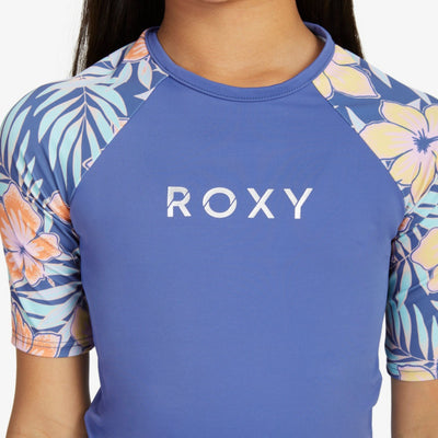 Roxy Girls Funky Palm Short Sleeve Rash Vest - Marlin
