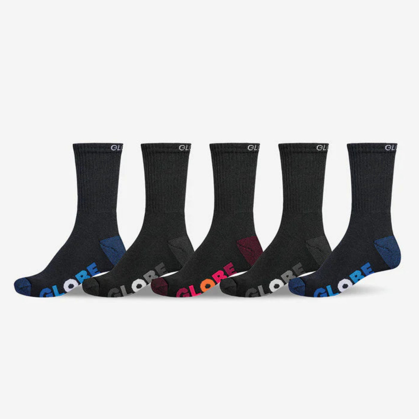 Globe Youth Multi Stripe Crew Sock 5 Pack - Black