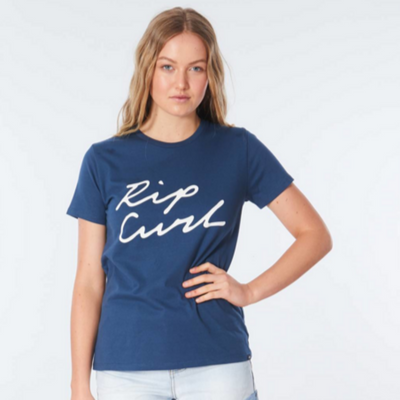 Rip Curl Logo Standard Tee - Mid Blue