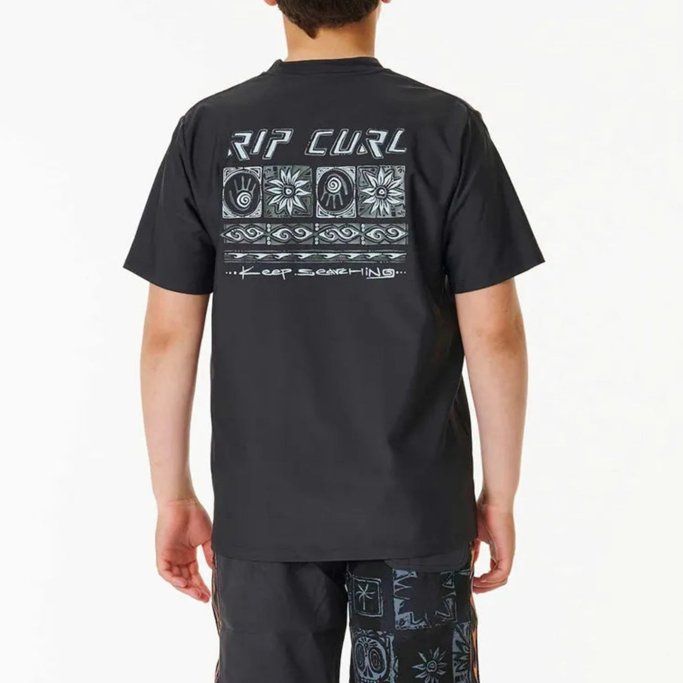 Rip Curl Boys Pure Surf Short Sleeve Rash Vest - Washed Black