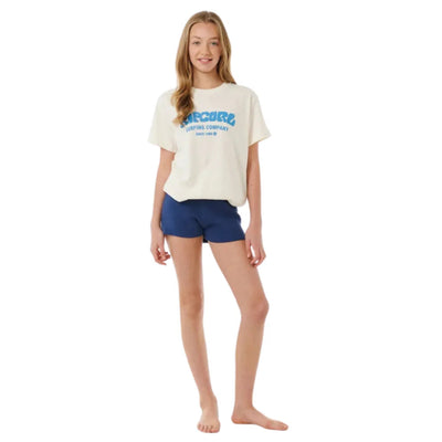 Rip Curl Girls Surf Puff Relaxed Tee - Bone/Bright Blue