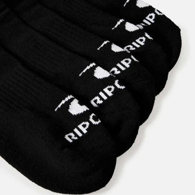 Rip Curl Men's Brand Ankle Socks 5 Pack - Black