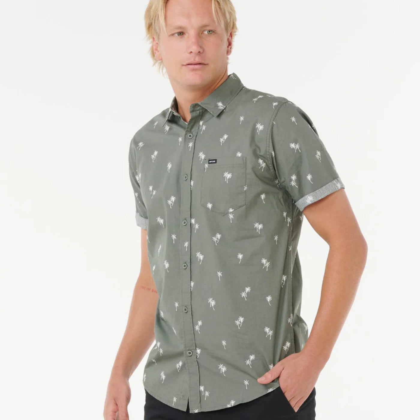 Rip Curl Paradise Palms Short Sleeve Shirt - Cactus Green