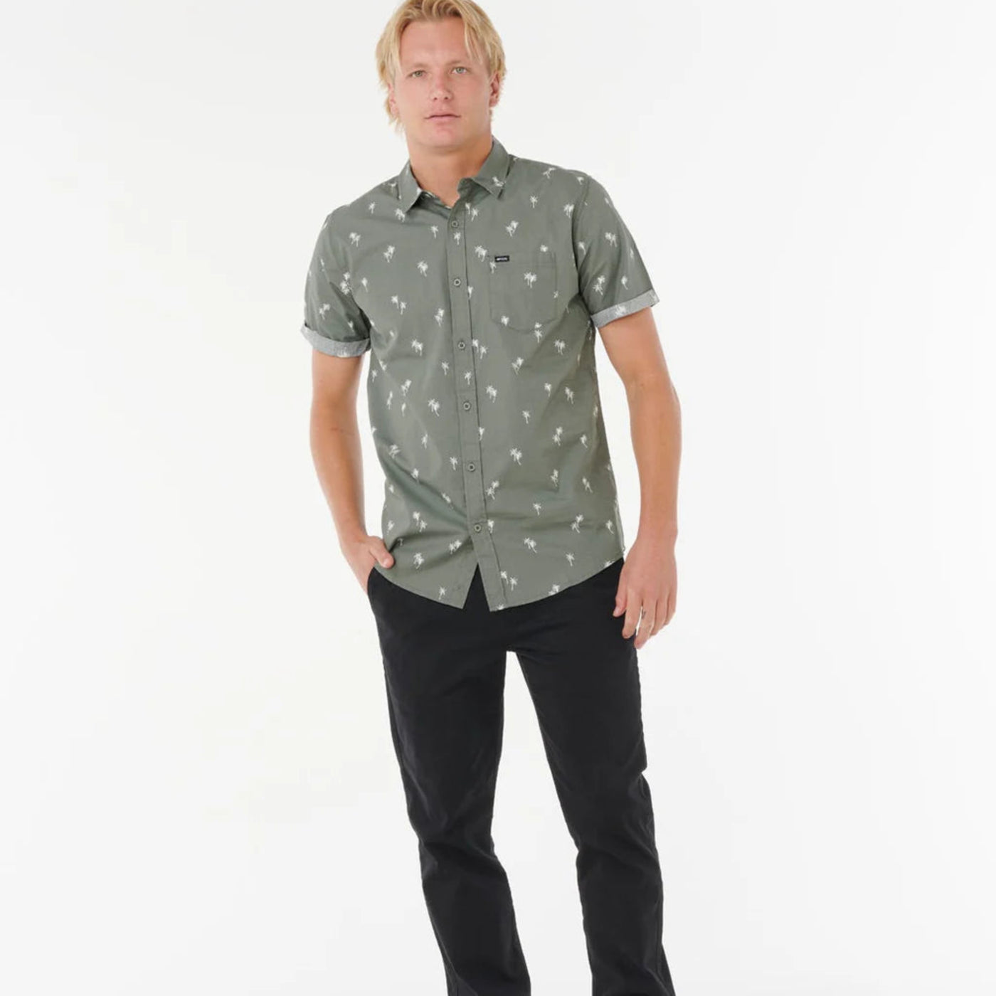 Rip Curl Paradise Palms Short Sleeve Shirt - Cactus Green