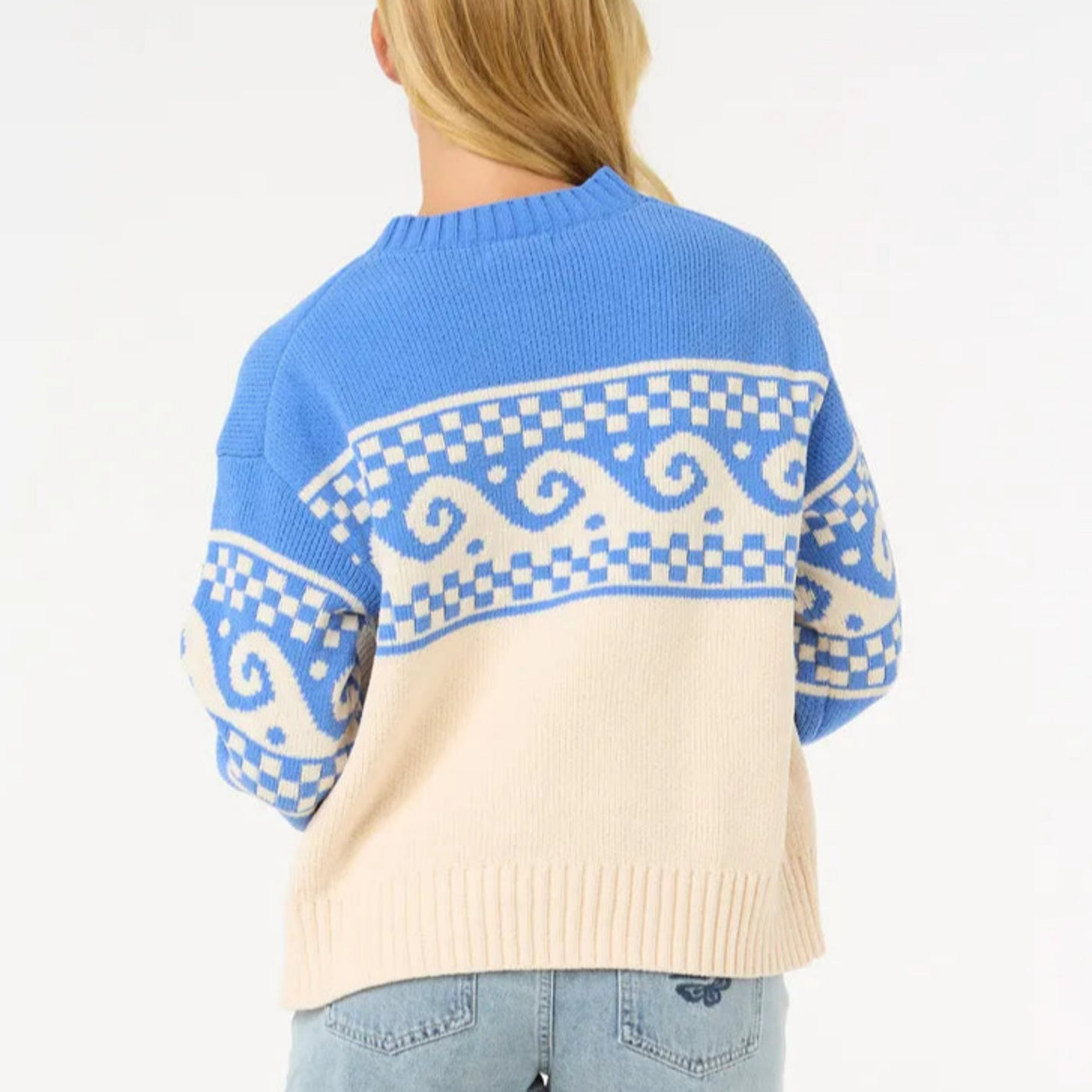 Rip Curl Soleil Knit Crew - Blue/Off White