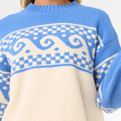 Rip Curl Soleil Knit Crew - Blue/Off White