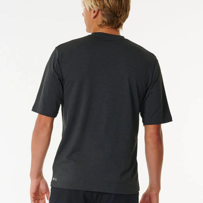 Rip Curl Stack Brand Icon Short Sleeve Rash Vest - Black Marle