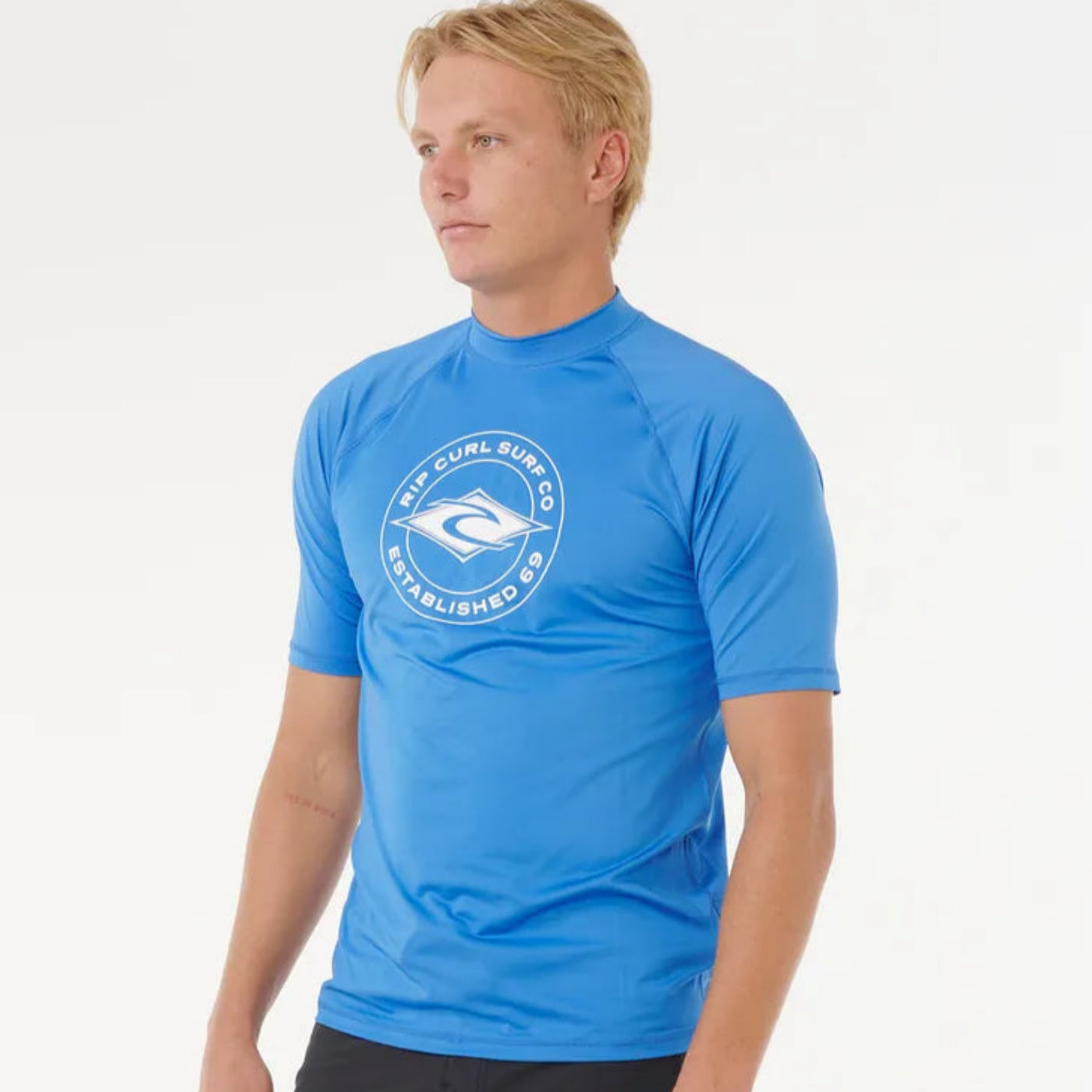 Rip Curl Stapler Short Sleeve Rashie - Blue Gum