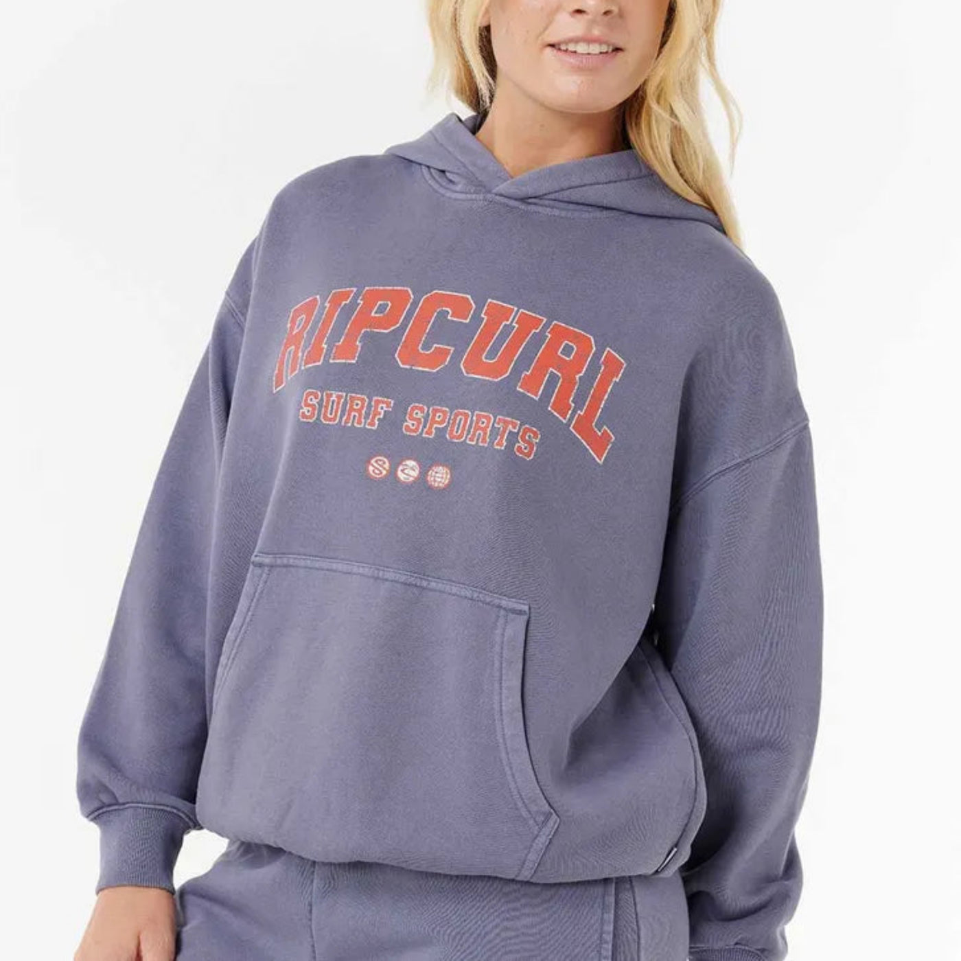 Rip Curl Varsity Sports Oversized Hoodie - Blue/Grey