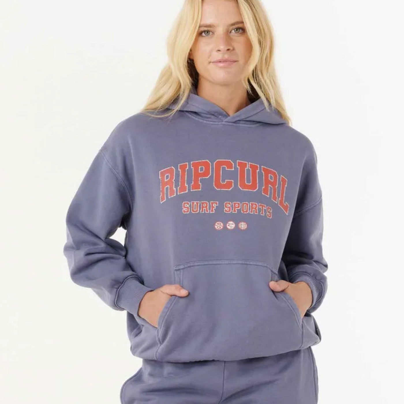 Rip Curl Varsity Sports Oversized Hoodie - Blue/Grey