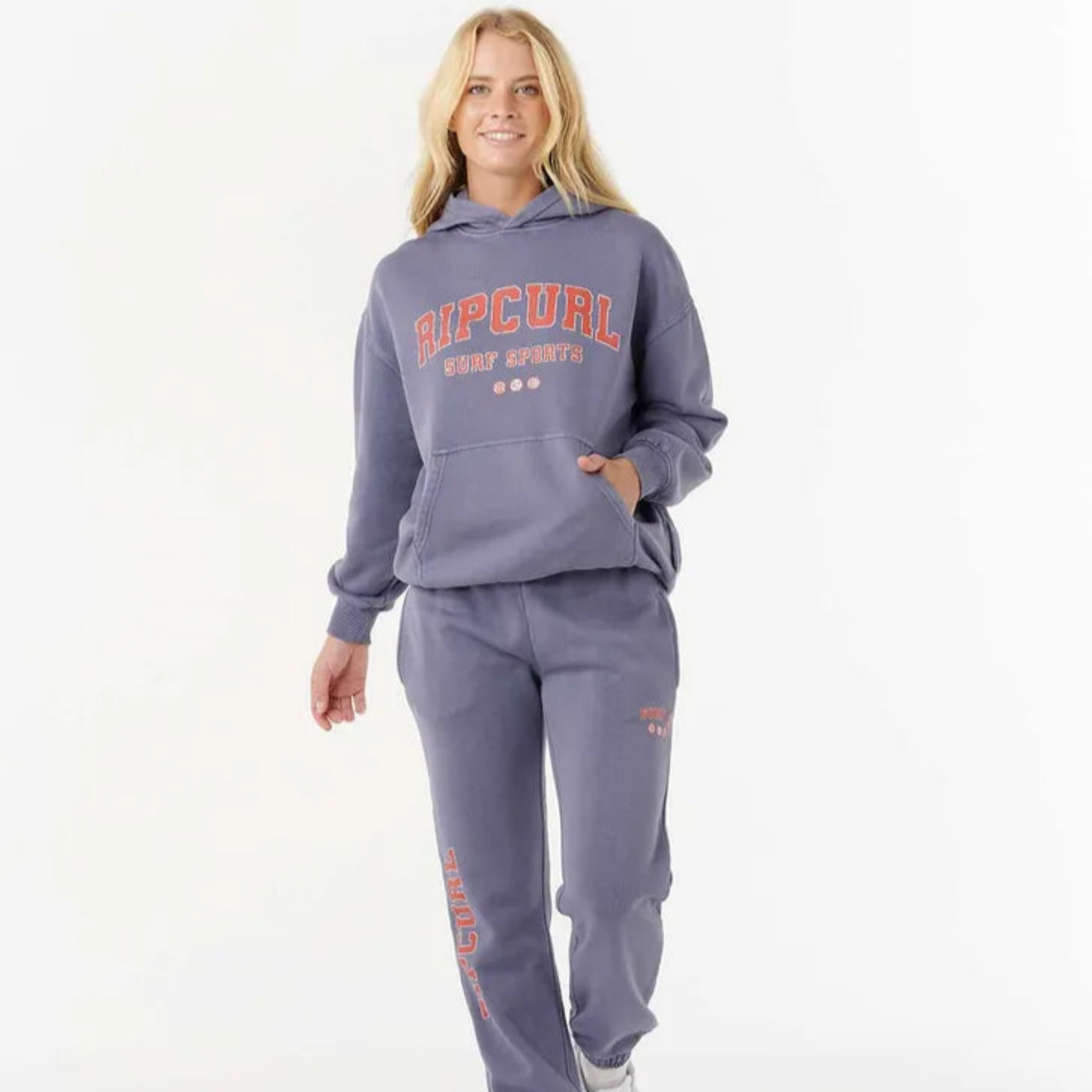 Rip Curl Varsity Sports Oversized Hoodie - Blue/Grey