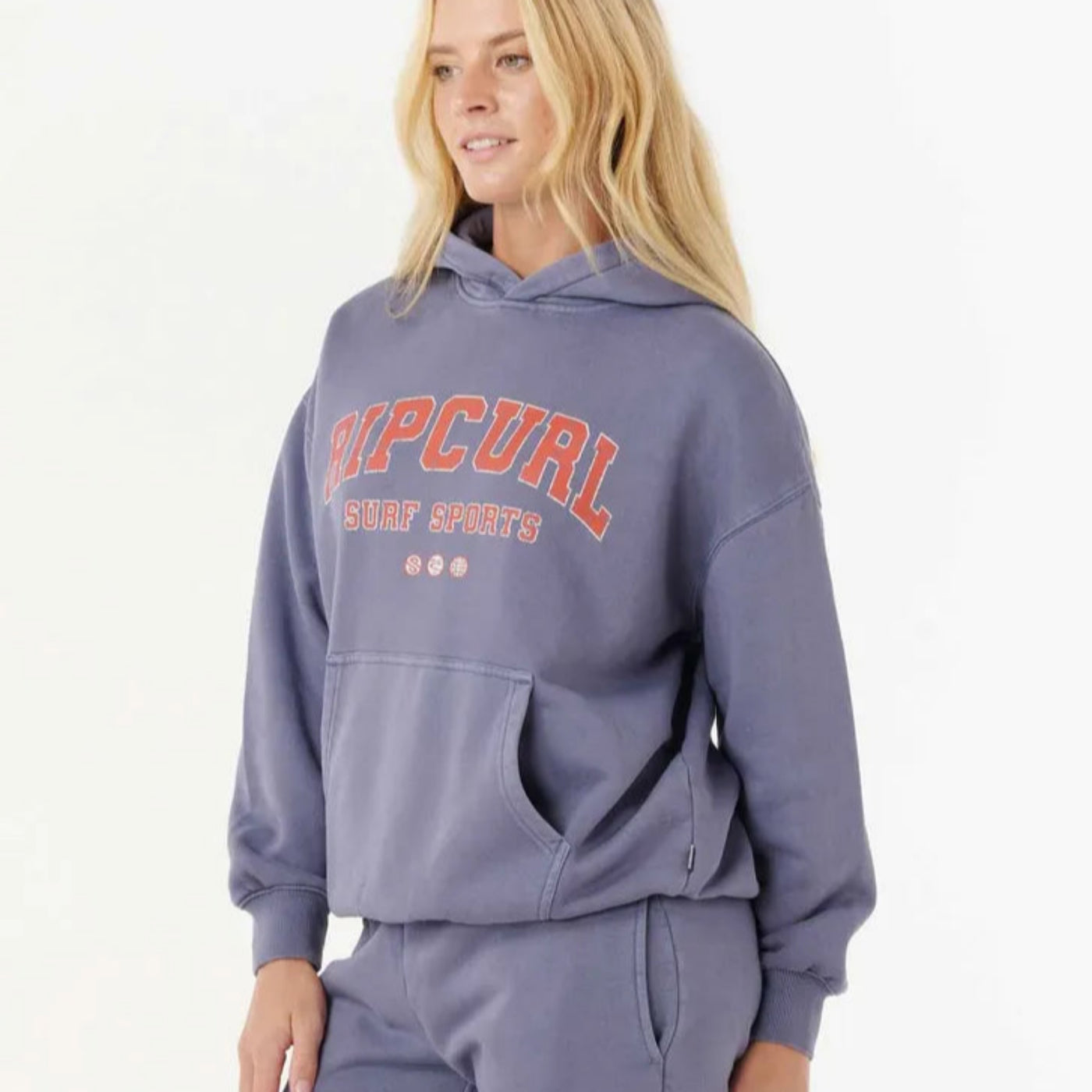 Rip Curl Varsity Sports Oversized Hoodie - Blue/Grey