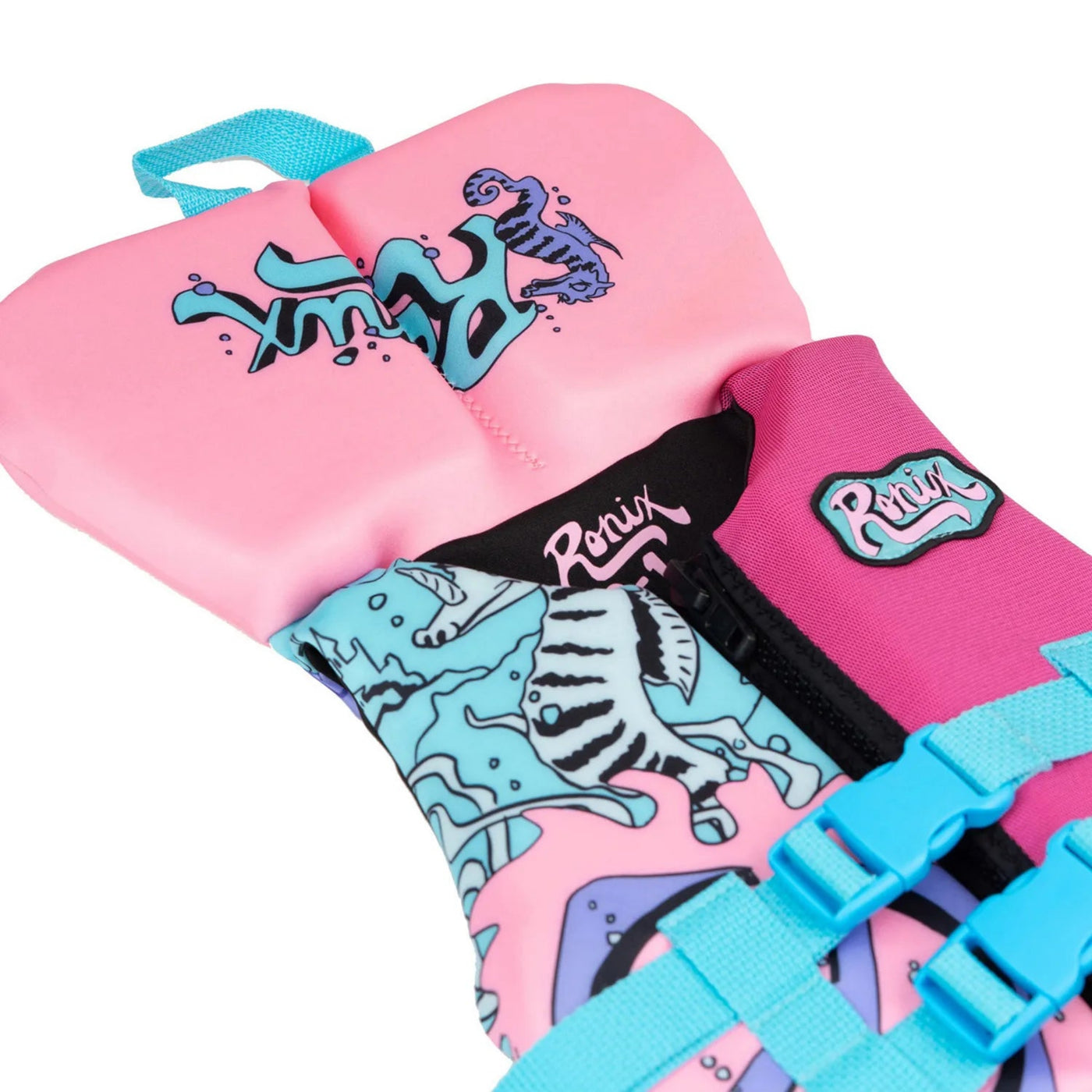 Ronix Junior Girls August Collar Life Jacket - Pink/Blue/Purple