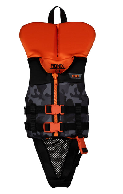 Ronix Neptune Toddler Collar Life Jacket - Black Camo/Orange
