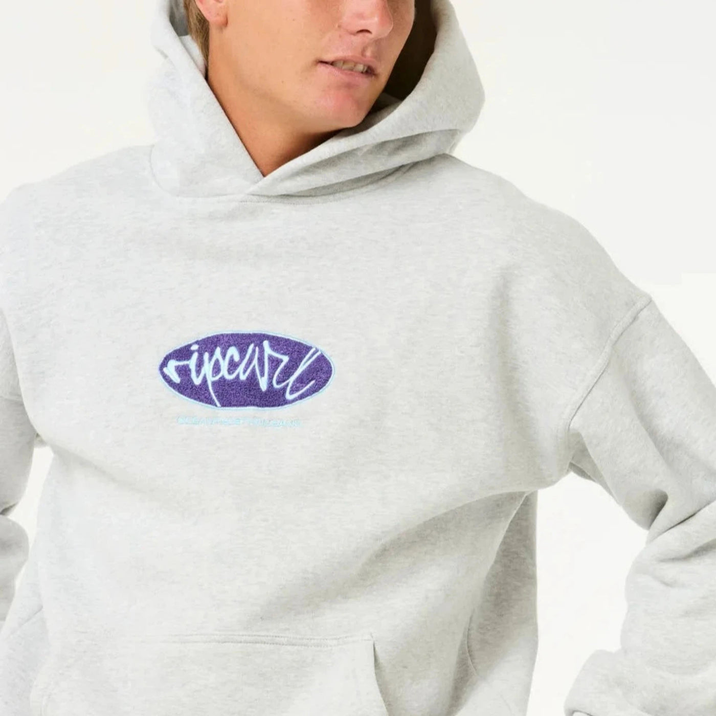 Rip Curl Script Hoodie - Light Grey Marle