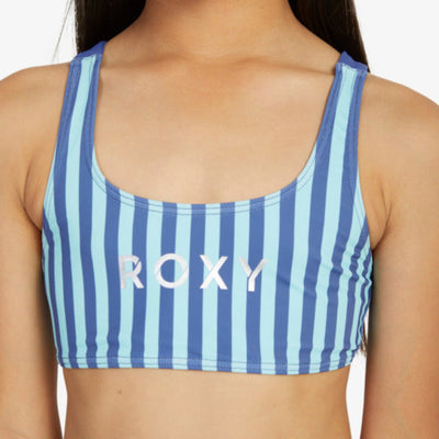 Roxy Girls Serenity Stripe Bralette Two-Piece Bikini Set - Marlin Serenity Stripe