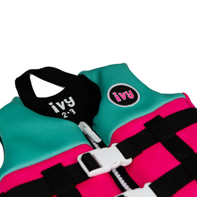 Ivy Junior Girls Life Jacket - Neon Pink/Bright Teal