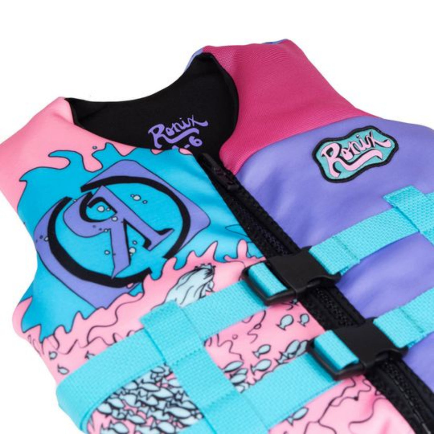 Ronix Junior Girls August Life Jacket - Pink/Blue/Purple