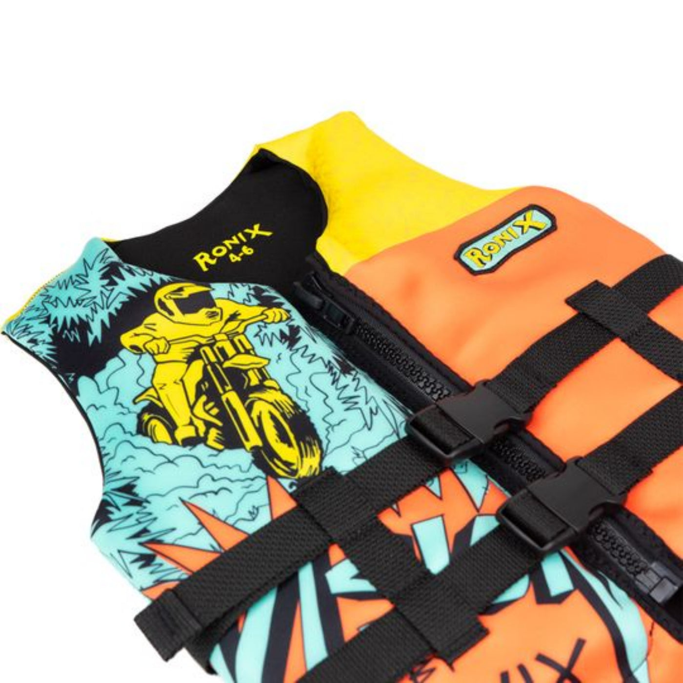 Ronix Junior Boys Vision Life Jacket - Blue/Orange/Yellow
