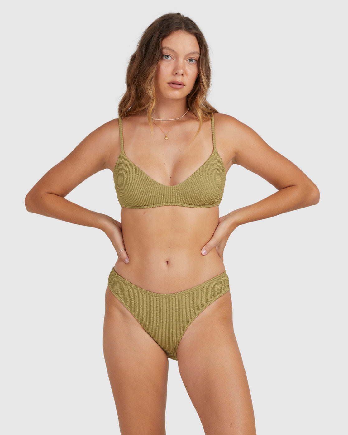 Billabong Summer High V Bralette Bikini Top - Olive