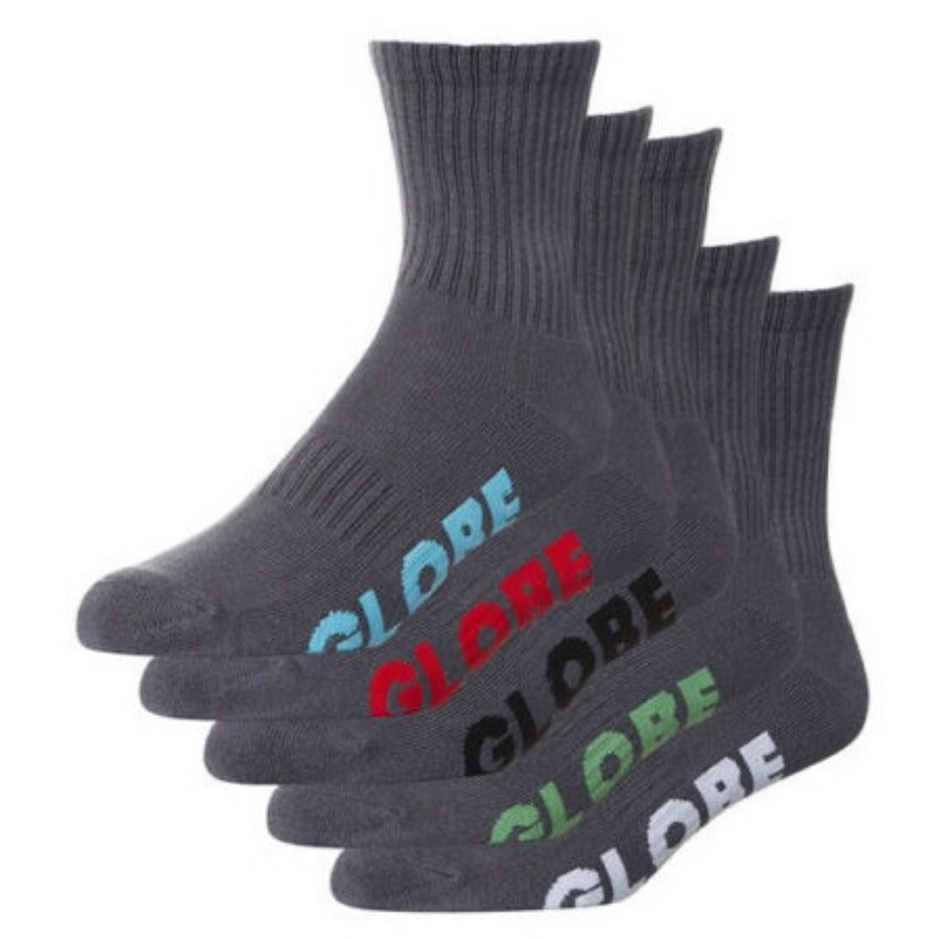 Globe Junior Boys Crew Sock 5 Pack - Grey