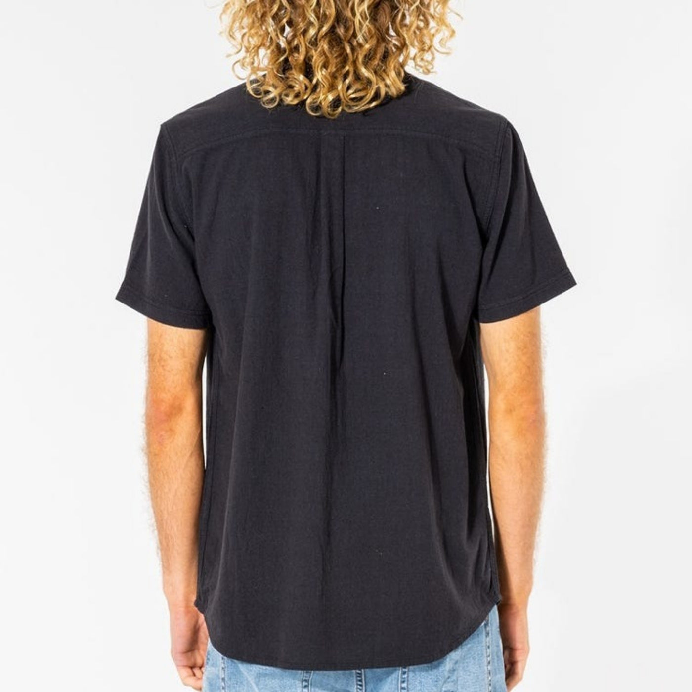 Rip Curl Mens Washed Short Sleeve Shirt - Washed Black