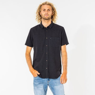 Rip Curl Mens Washed Short Sleeve Shirt - Washed Black